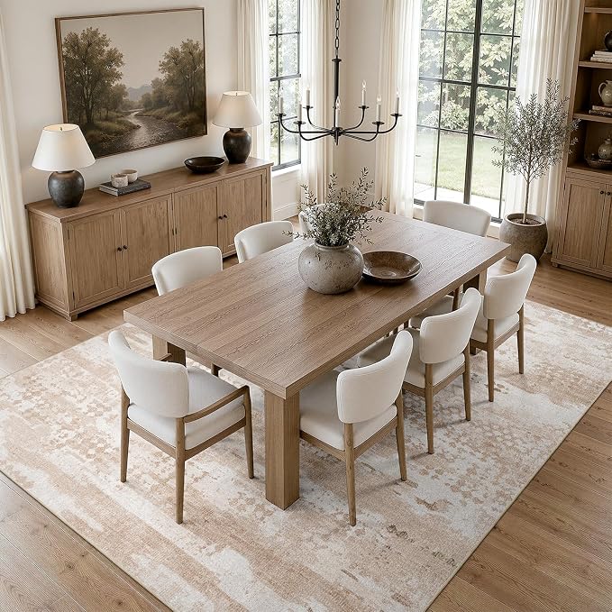 DCX Abstract Area Rug 5x7, Washable Beige Brown Modern Rug - Image 4