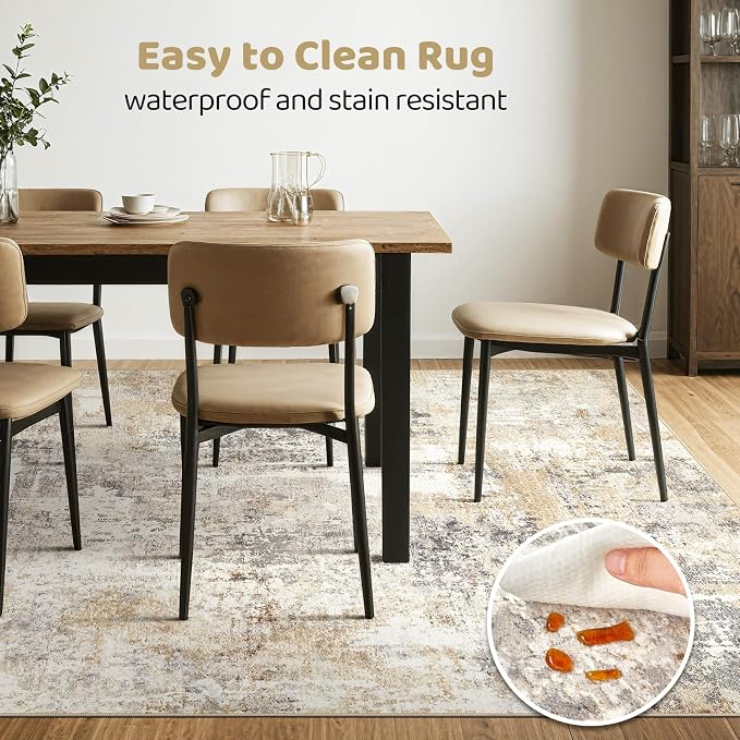Area Rugs 9x12 Living Room: Washable Large Abstract Neutral Modern Soft Rugs - Image 6