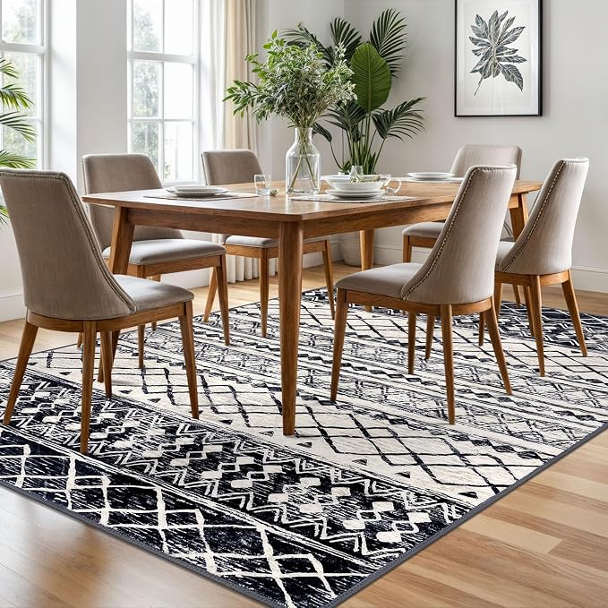 KUTA 6x9 Boho Area Rug for Living Room, Moroccan Washable Kitchen Rugs Non Slip - Image 3