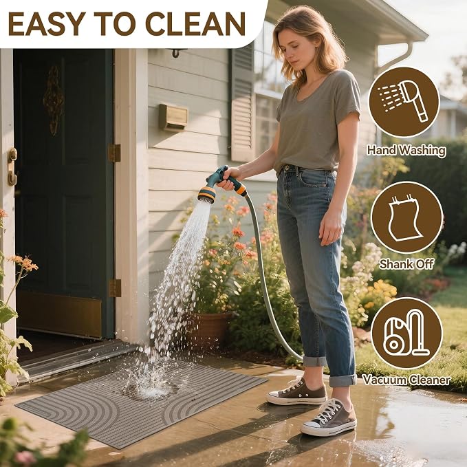 Front Door Mat 24''x35'', Absorbent Dirt Resist Washable Non Slip Low-Profile - Image 8