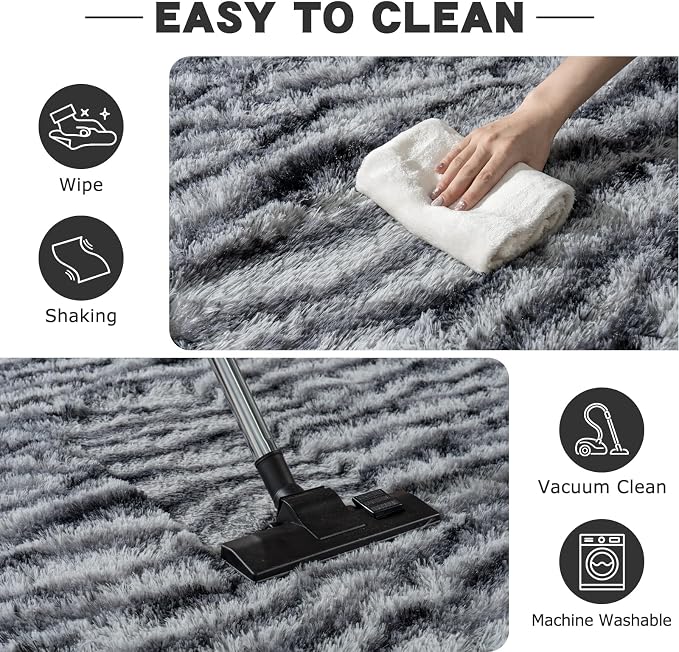 Fluffy Rugs for Living Room, 6x9 Ft Zebra Black and White Area Rug, Soft Large - Image 7