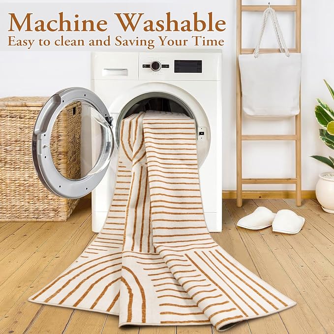 Lahome Abstract Machine Washable Rugs 8x10, Ultra-Thin Soft 8x10 Rugs - Image 2