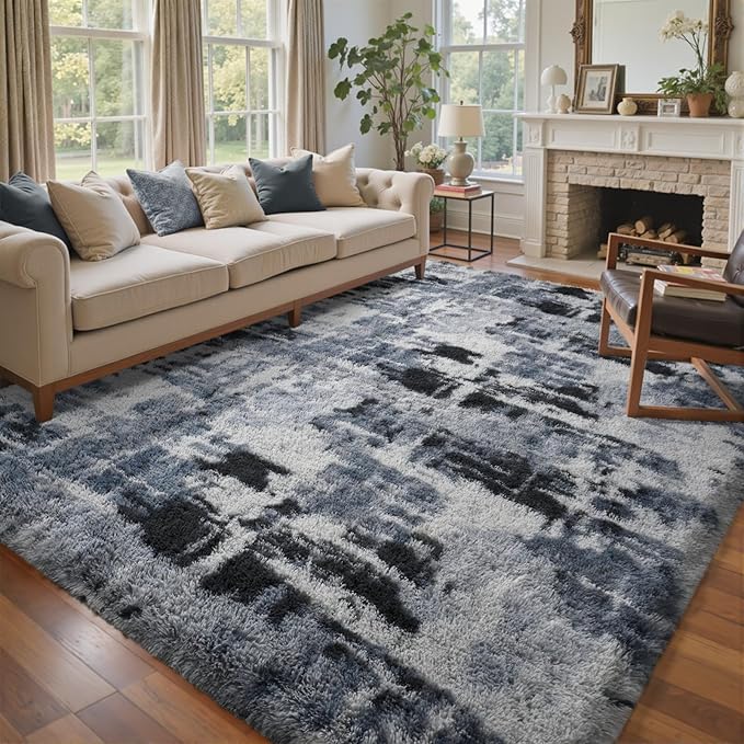 7x10 Ft Extra Large Shag Rugs for Living Room, Tie Dyed Ultra Soft Fluffy Furry by Cuzwlovita