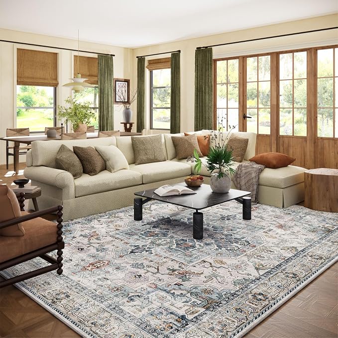 8x10 Area Rugs for Living Room: Washable Bedroom Rug Boho Vintage Rugs Stain by palohom