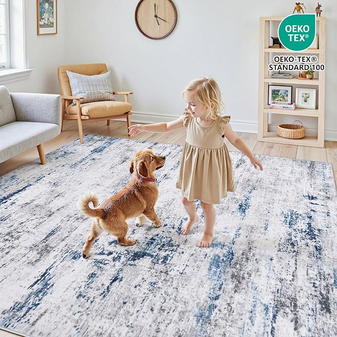 Area Rug Living Room Rugs: 5x7 Large Soft Indoor Carpet Modern Abstract Rug - Image 5