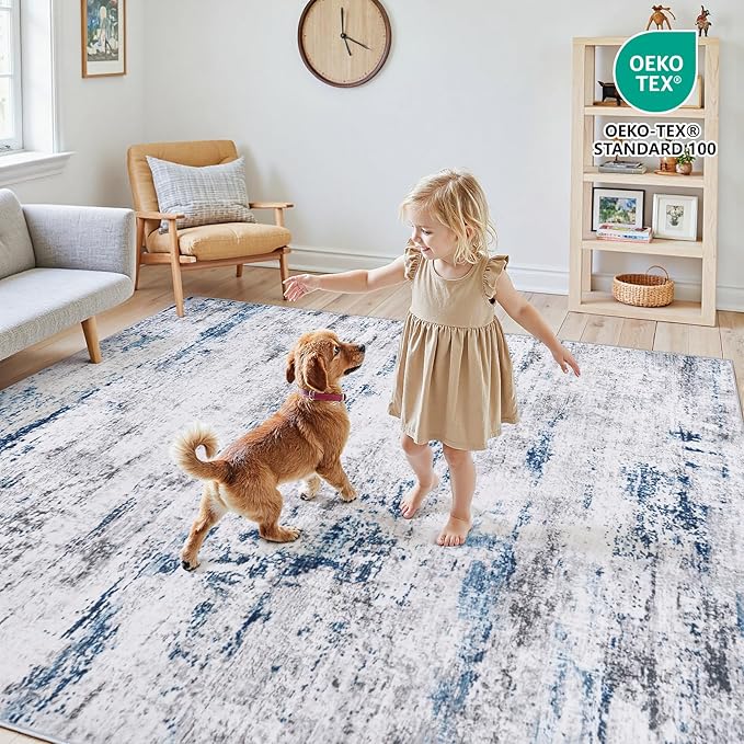 Area Rug Living Room Rugs: 9x12 Large Soft Indoor Carpet Modern Abstract Rug - Image 4