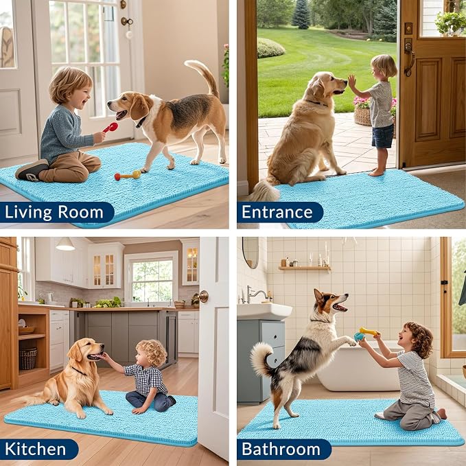 Smiry Dog Door Mat for Muddy Paws 30x20, Absorbent Dirt Trapper, Non-Slip - Image 7