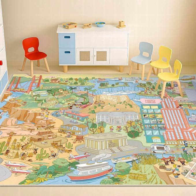 Large Kids Area Rug 6x9 – Interactive North America Map Carpet - Image 8