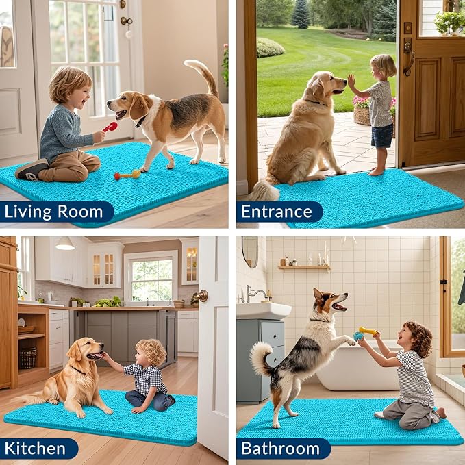 Smiry Dog Door Mat for Muddy Paws 70x32, Absorbent Dirt Trapper, Non-Slip - Image 7