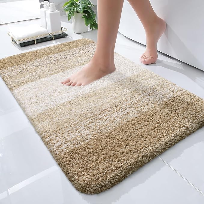 OLANLY Small Bathroom Rugs Mat 24x16, Extra Soft Absorbent Microfiber Bath Rugs by OLANLY