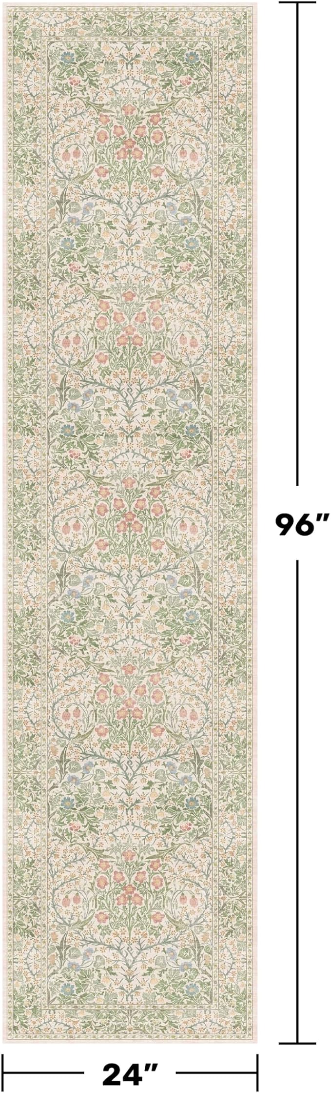 Beige Green 2x8 Rug Runners for Bathroom, Washable Long Floor Runner for Kitchen - Image 2