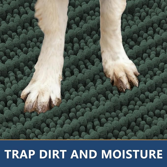 Smiry Dog Door Mat for Muddy Paws 47x24, Absorbent Dirt Trapper, Non-Slip - Image 4
