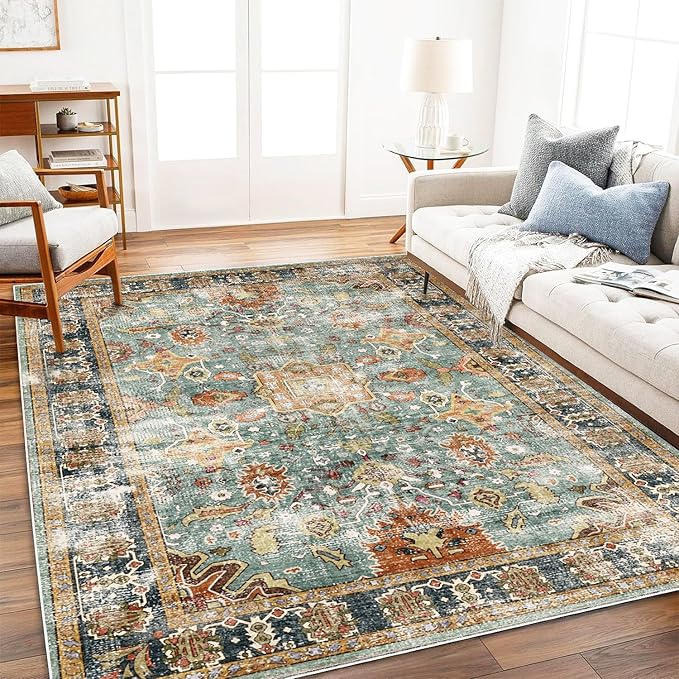 CHAMPLANT Area Rug 6'x9' Washable Vintage Traditional Distressed Thin Retro by CHAMPLANT