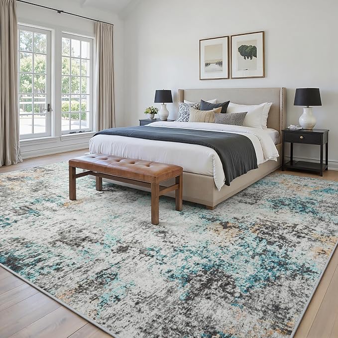 Area Rugs 9x12 Living Room: Large Soft Washable Rug Modern Abstract Anti-Skid - Image 3