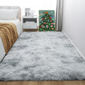 KICHOWUA 4x6 Light Grey Fluffy Shag Area Rug by KICHOWUA