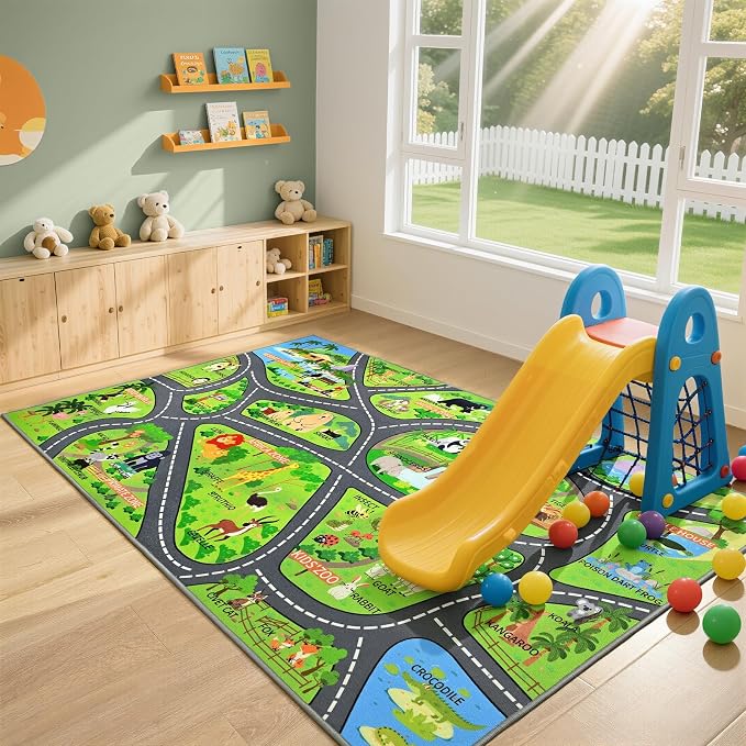 Zoo Adventure Kids Car Rug, Cute Animal Play Mat - Image 4