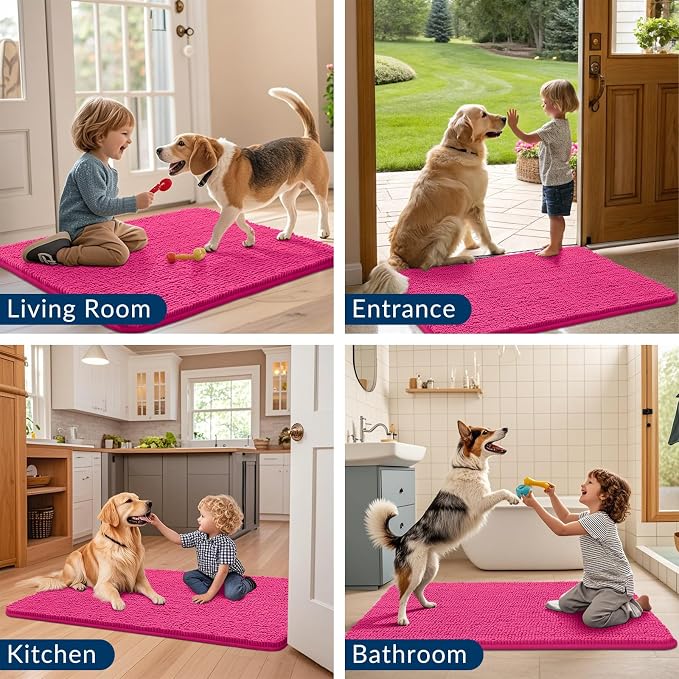 Smiry Dog Door Mat for Muddy Paws 40x32, Absorbent Dirt Trapper, Non-Slip - Image 7