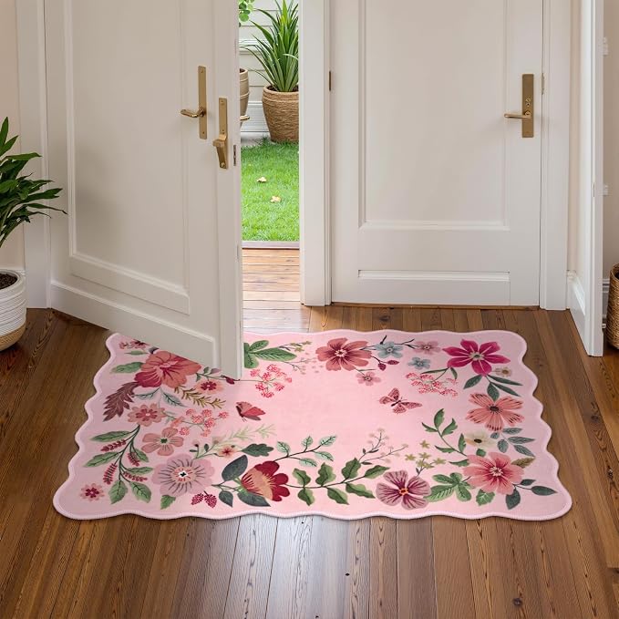 Lahome Floral Washable Entryway Rug, 2X3 Soft Kitchen Rugs Non-Slip, Ultra-Thin - Image 2