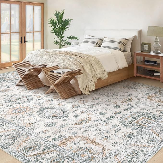 XLUEZ Area Rug 9x12 Living Room Rug, Machine Washable Vintage Distressed Boho - Image 3