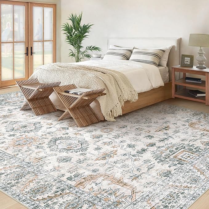 XLUEZ Area Rug 8x10 Living Room Rug, Machine Washable Vintage Distressed Boho - Image 2
