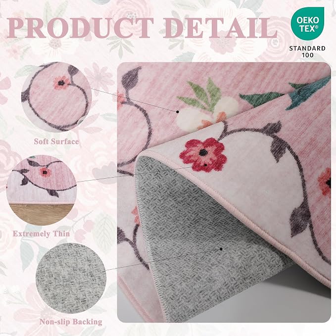 DUKINO 6x9 Area Rug, Floral Rugs - Image 5