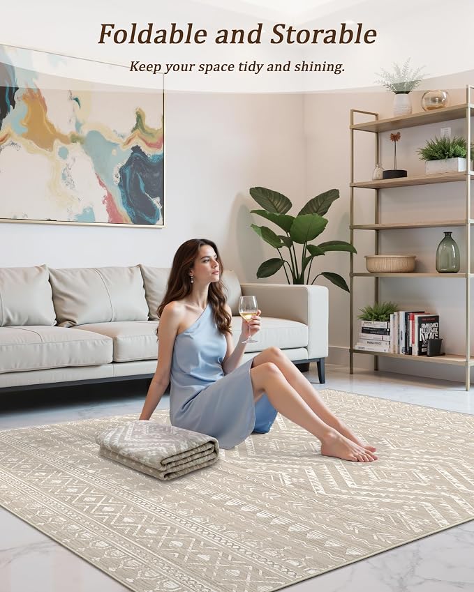 3x5 Washable Rug Moroccan Small Entryway Rug Non Slip Indoor Floor Carpet - Image 5