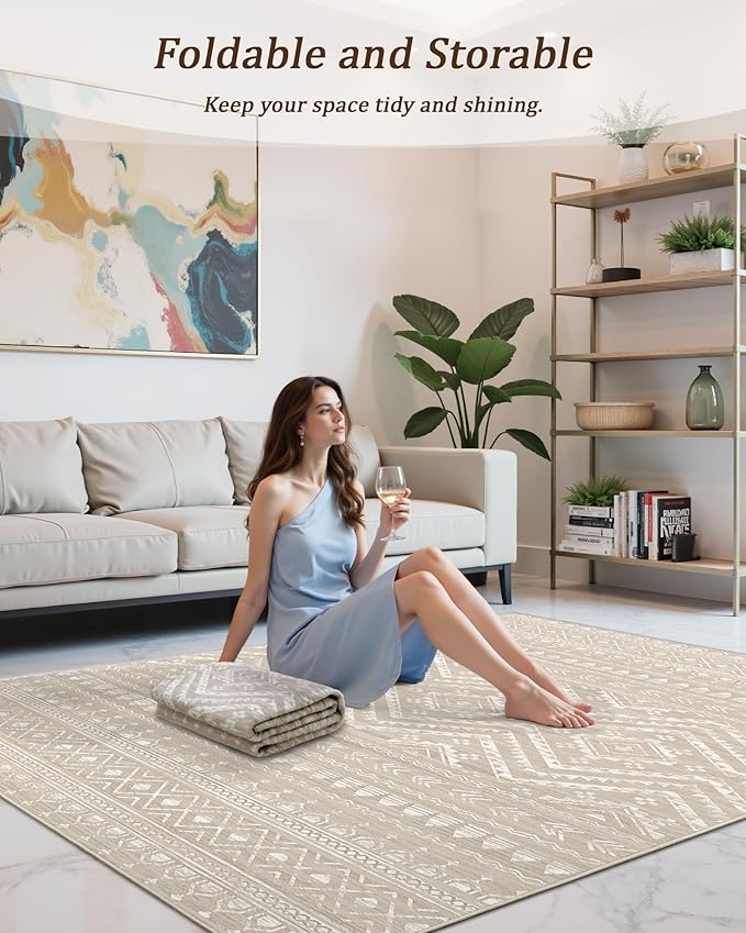 Miukiki 8x10 Area Rug for Living Room Moroccan Washable Rugs Non Slip Indoor - Image 6