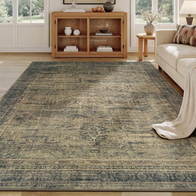 Washable Brown Area Rugs 6x9 for Bedroom, Non-Skid Stain Resistant Carpet for by Carpelux