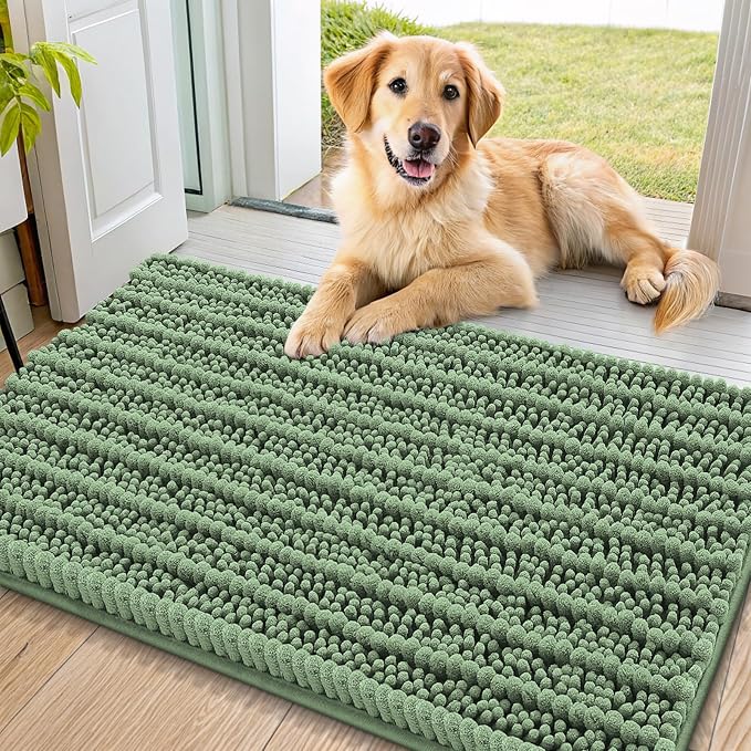 Smiry Dog Door Mat for Muddy Paws 36x24, Absorbent Dirt Trapper, Non-Slip by Smiry