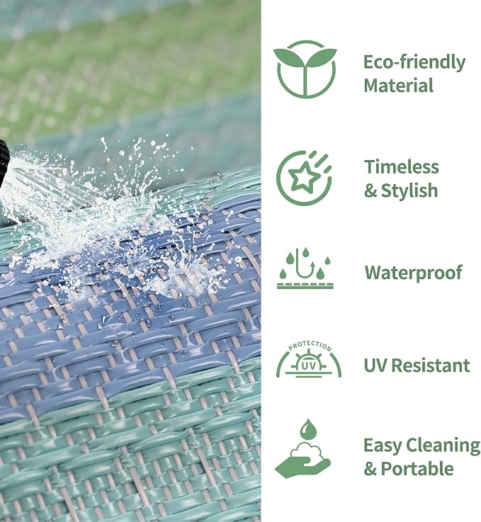 GENIMO Outdoor Rug for Patio Clearance, Lightweight Waterproof RV Camping Mat - Image 6