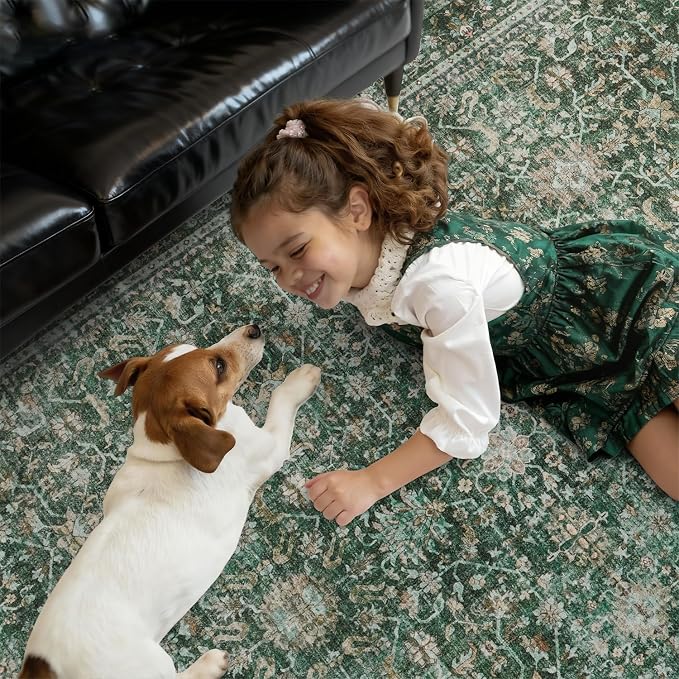 DCX Green 5x7 Rug, Kid & Pet Friendly - Image 4