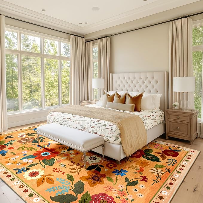 RELEANY Floral 3x5 Area Rugs Washable Print Boho Cute Carpet Non Slip Flower - Image 9