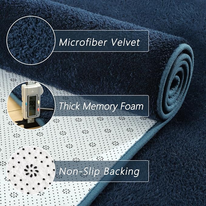 5x7 Feet Navy Blue Area Rugs for Bedroom, Indoor Washable Memory Foam Rug for - Image 4