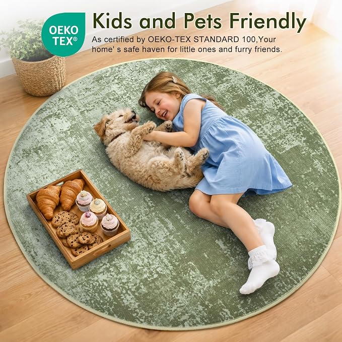4Ft Round Area Rugs for Living Room, Soft Non-Slip Washable Rugs Modern - Image 5