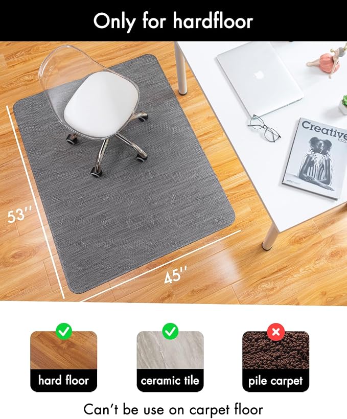 Baroyal Office Chair Mat for Hardwood Floor Under Desk Computer Rolling Chair - Image 3