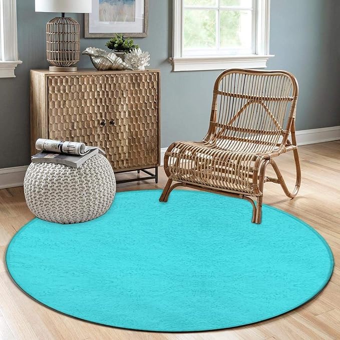 Machine Washable Modern Round Area Rug, Room Sofa Yoga Soft Round Carpet - Image 3