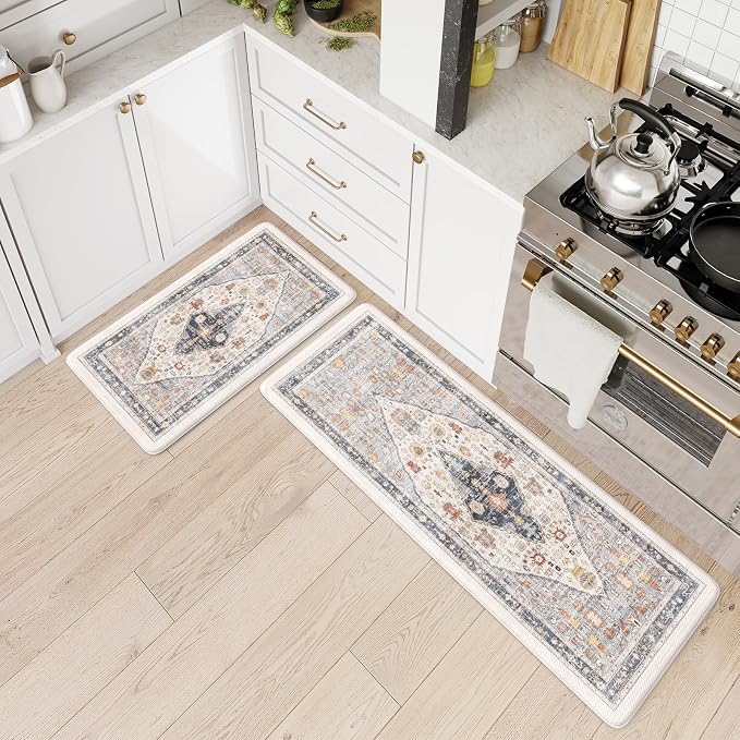 Collive Boho Kitchen Mats for Floor 2 PCS, Cushioned Anti Fatigue Kitchen Floor - Image 7