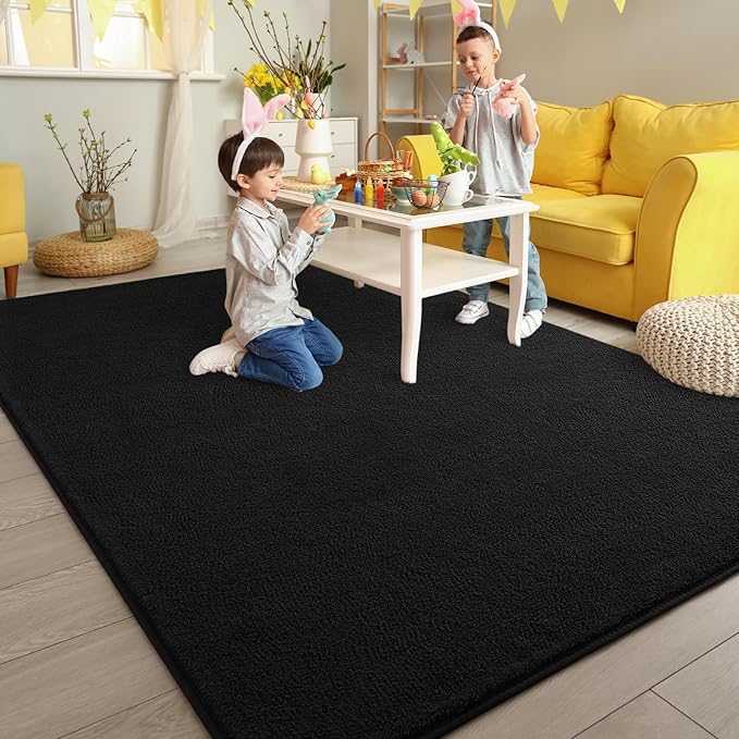 Pettop 4x6 ft Black Area Rugs for Bedroom Living Room, Washable Memory Foam - Image 5