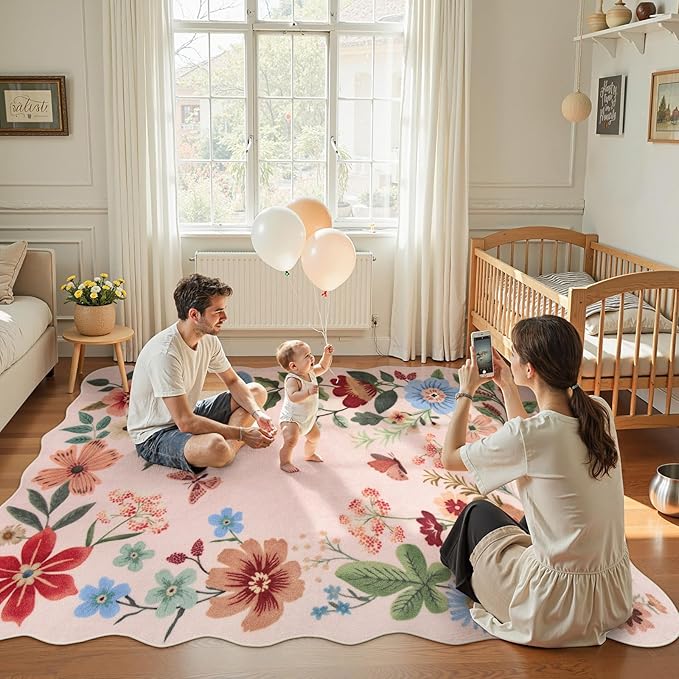 Lahome Floral Living Room Rugs, Light Pink - Image 2