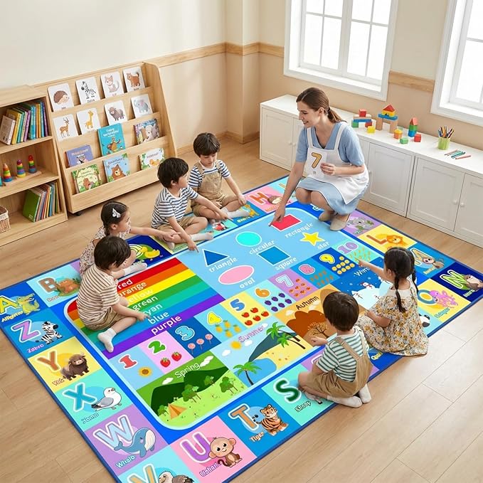 ABC Rugs for Kids Playroom Classroom, 4.5x6 Ft Educational Alphabet Rug - Image 5