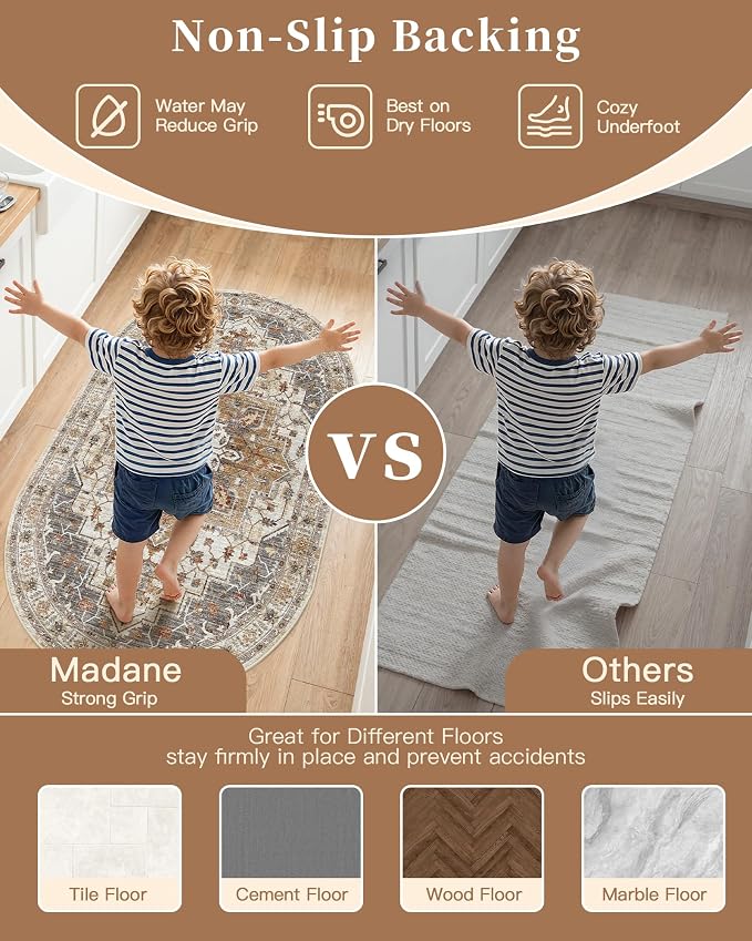 Madane Washable Half Circle Round Rug 2x3, Small Half Moon Rug Entryway - Image 8