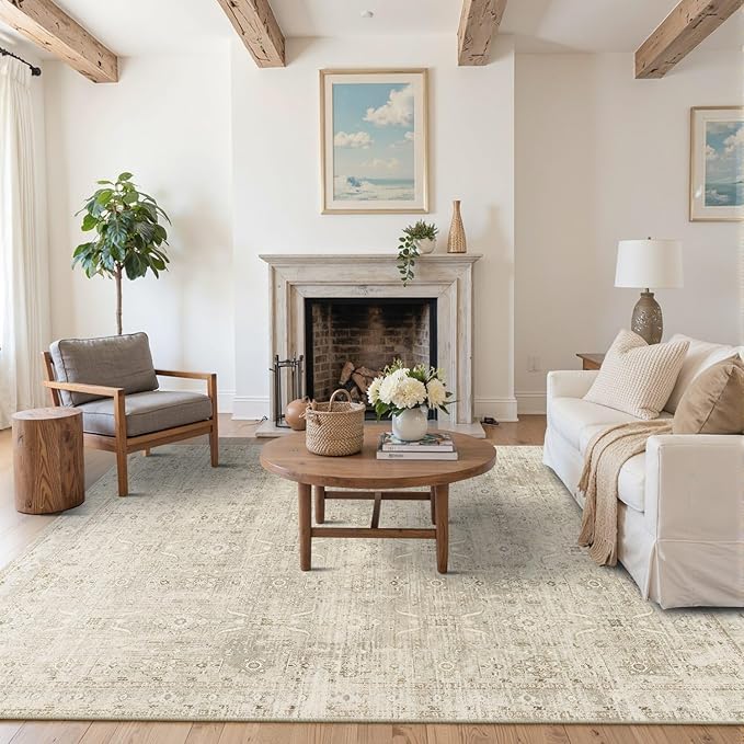 Rugxara 5x7 Area Rugs for Living Room Bedroom, Vintage Floral Retro Boho Non - Image 2