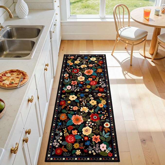 RELEANY Floral 2x5 Area Rugs Washable Print Boho Cute Carpet Non Slip Flower - Image 2