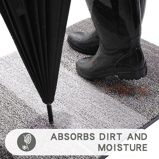 Kitinjoy Indoor Outdoor Door Mat, 54x32 Non-Slip Absorbent Dirt Trapper - Image 2