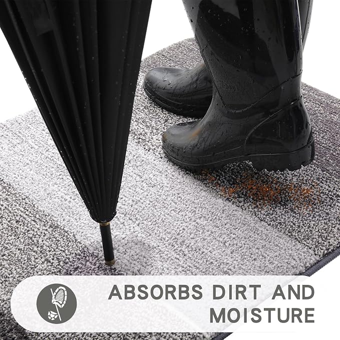 Kitinjoy Indoor Outdoor Door Mat, 34x21 Non-Slip Absorbent Dirt Trapper - Image 2