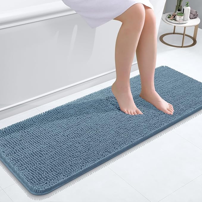 OLANLY Bathroom Runner Rugs 47x17, Soft Absorbent Chenille Bath Rugs, Rubber by OLANLY