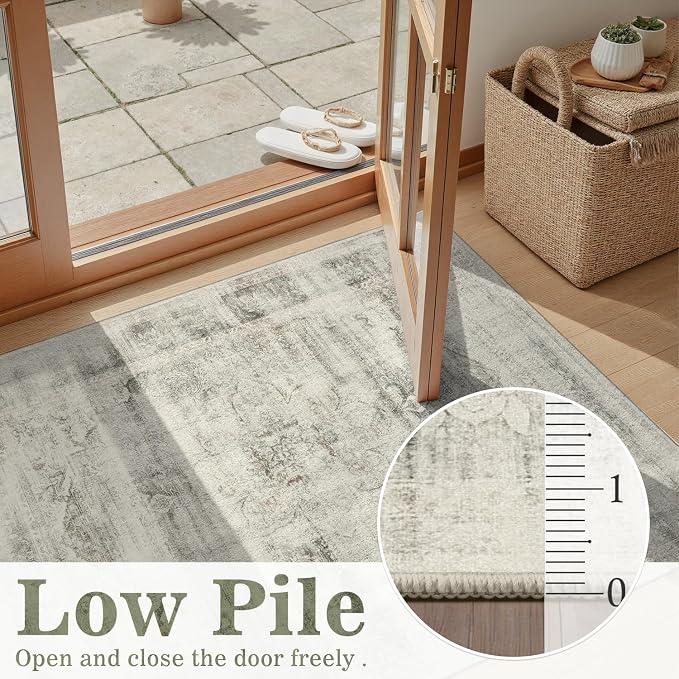 DCX 6x9 Beige Rug, Machine Washable Stain Resistant Distressed Vintage Rug - Image 6