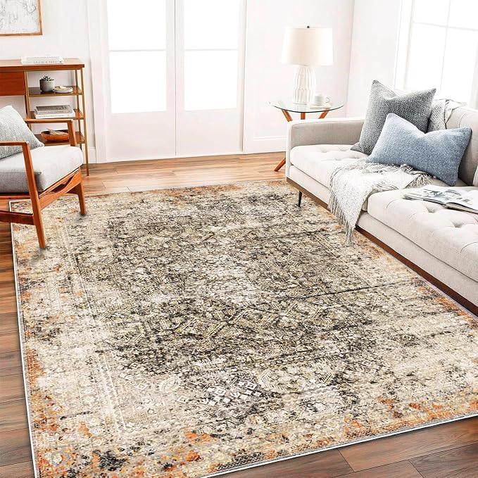 CHAMPLANT Area Rug 6'x9' Washable Vintage Traditional Floor Cover Thin Retro - Image 2