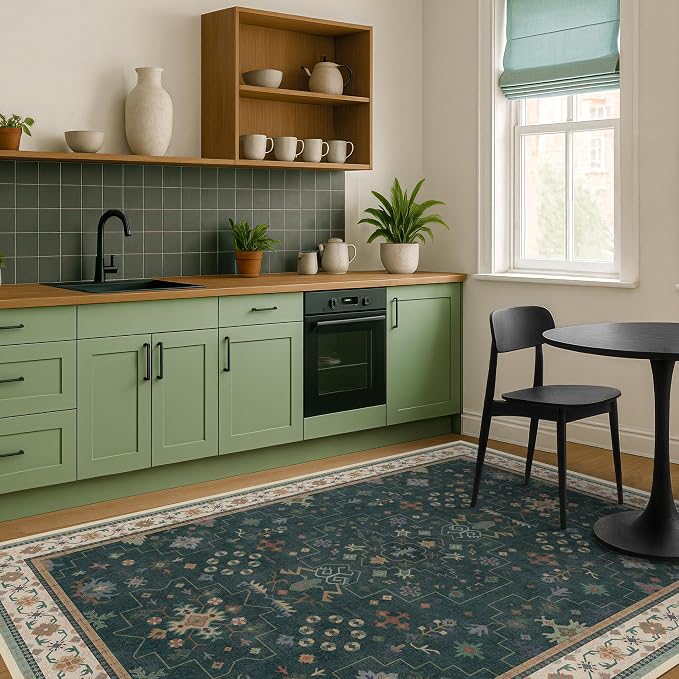 Hazo Haus Vintage Dark Green 6x8 Dining Room Rugs - Image 7