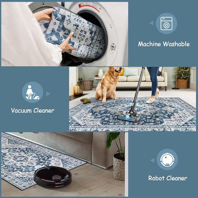 Moynesa Ultra-Thin Washable Vintage Area Rug - Image 4